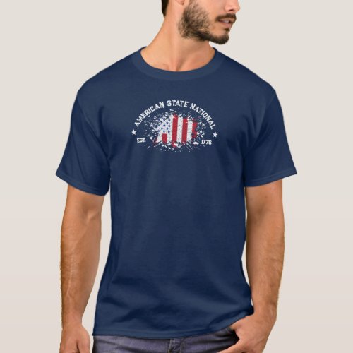 American State National Peace Flag Splat Est 1776 T_Shirt