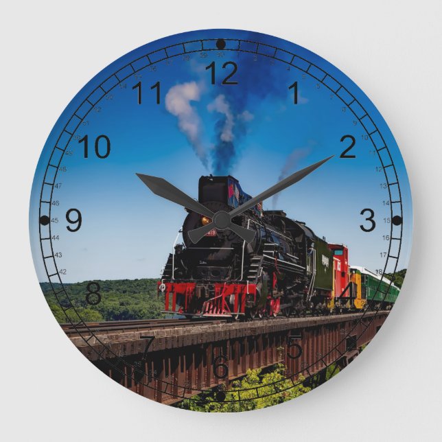 American Steam Train Locomotive Large Clock (Front)