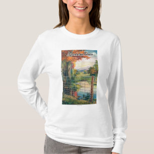 American Steel & Wire Co Fence Roadside Scene T-Shirt