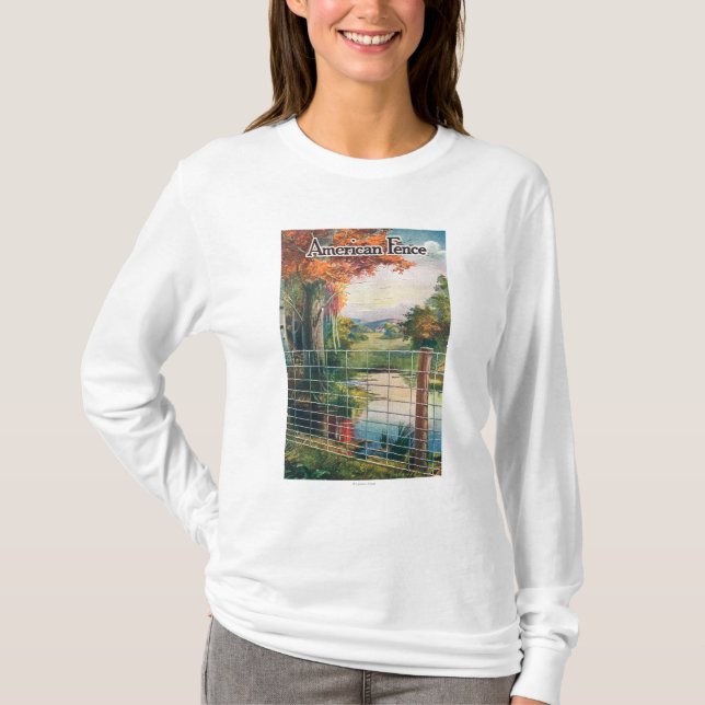 American Steel & Wire Co Fence Roadside Scene T-Shirt (Front)