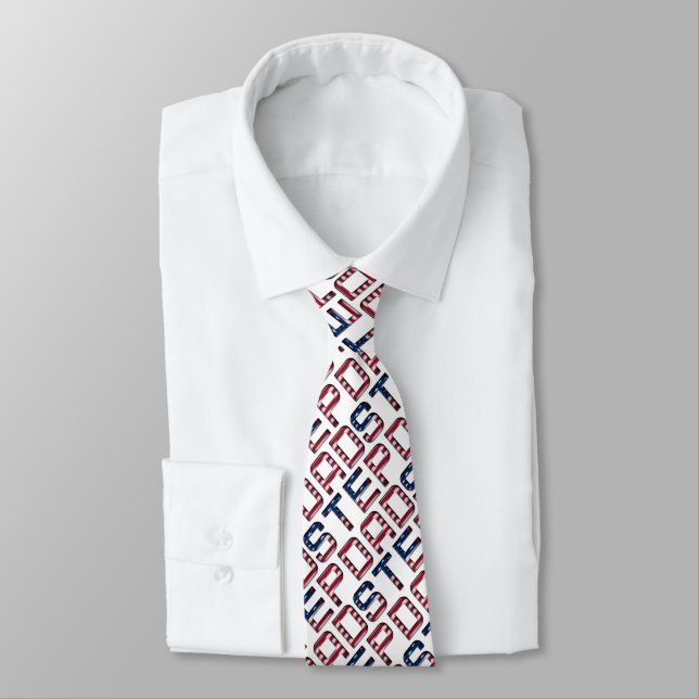 American Stepdad USA Name Stars and Stripes Text Neck Tie (Tied)