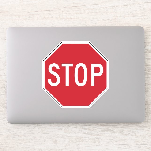 American Stop Sign Sticker (Computer)