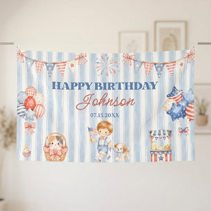 American Stripes Boy Birthday Party Banner