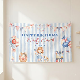 American Stripes Girl Birthday Party Banner