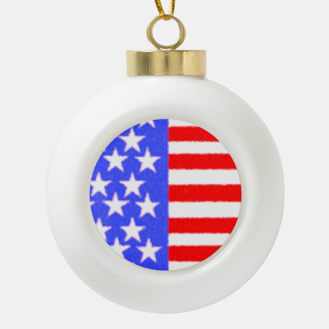 American Style Art Ceramic Ball Christmas Ornament (Front)