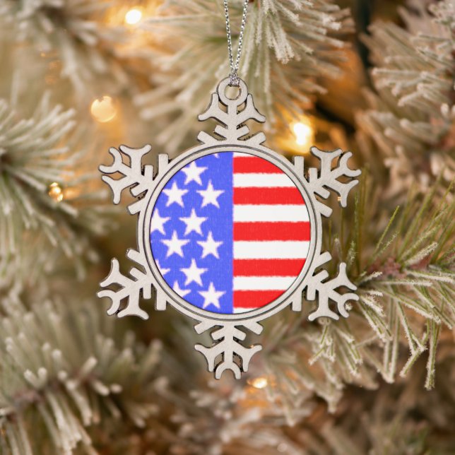 American Style Art Snowflake Pewter Christmas Ornament (Tree)