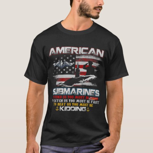 American Submarine Veteran Submariner US Flag Men  T_Shirt