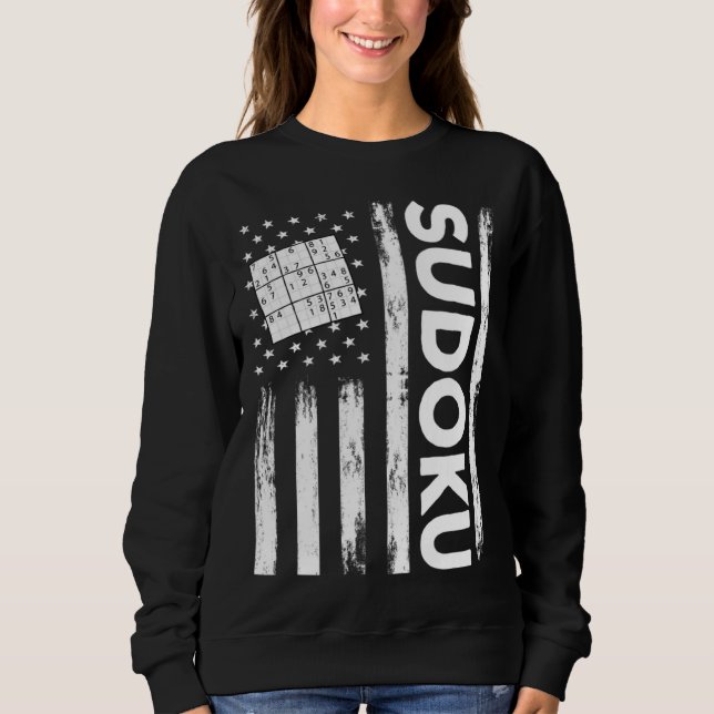 American Sudoku Puzzle Outfit USA Flag Sweatshirt (Front)