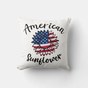 American Sunflower Throw Pillow