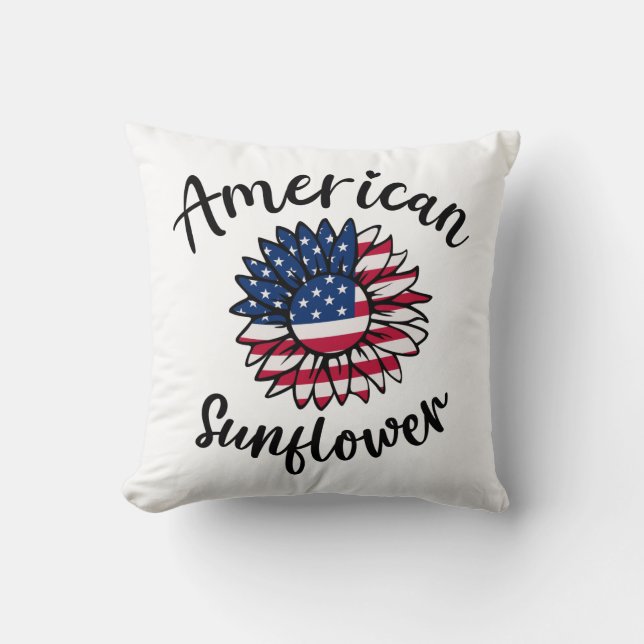 American Sunflower  Throw Pillow (Front)