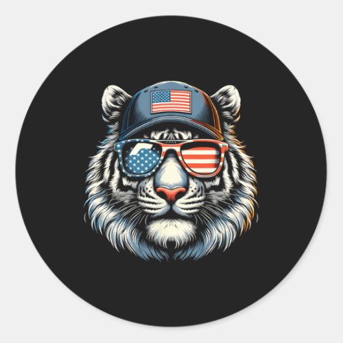 American Sungles Tiger Shades 4th Of July Mens  Classic Round Sticker
