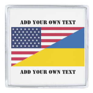 American support towards Ukraine Throw Pillow Silver Finish Lapel Pin