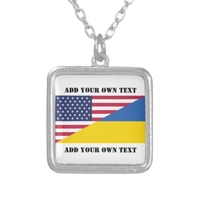 American support towards Ukraine Throw Pillow Silver Plated Necklace (Front)