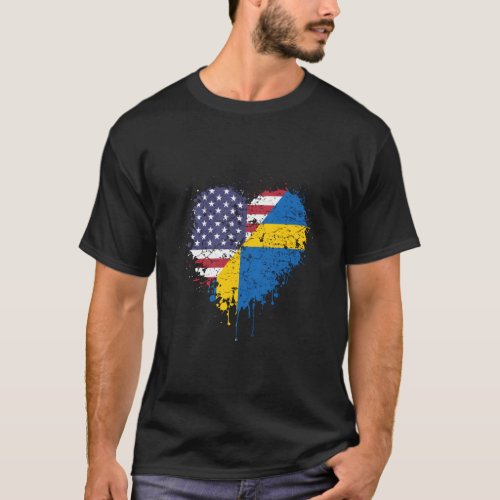 American Swedish America Usa Sweden Flag Love He S T_Shirt