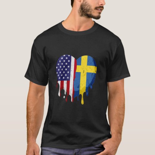 American Swedish Heritage Month Sweden Flag Heart  T_Shirt