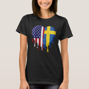 American Swedish Heritage Month Sweden Flag Heart  T-Shirt