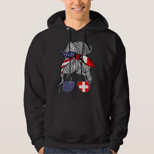 American Swiss Patriot Flag Women Girl Switzerland Hoodie