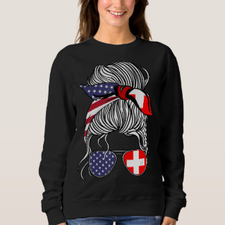 American Swiss Patriot Flag Women Girl Switzerland Sweatshirt