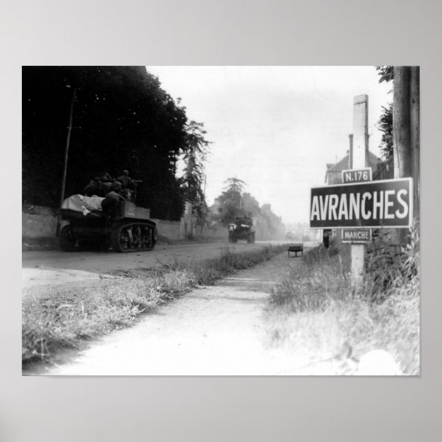 American Tanks in Avranches France World War II Poster (Front)