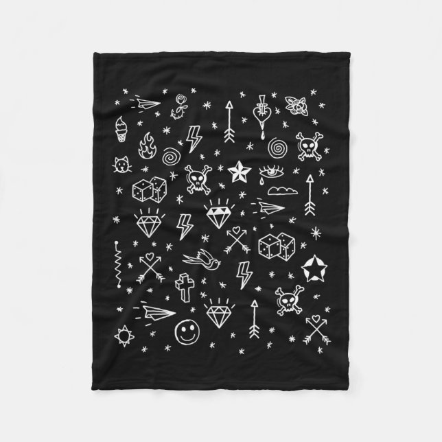 American Tattoo Flash, Traditional Tattoo Designs  Fleece Blanket (Front)