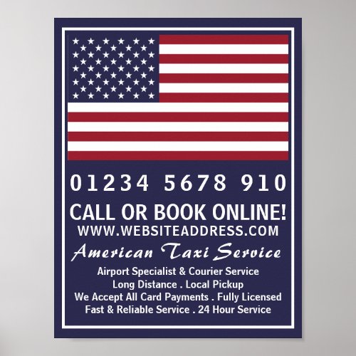 American Taxi Firm Flag Advertising Poster