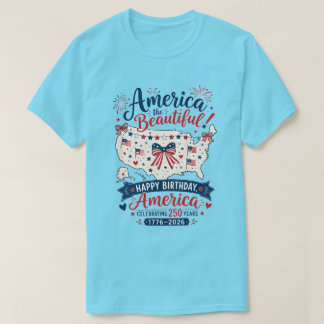 American The Beautiful 250 Celebration with Bow T-Shirt