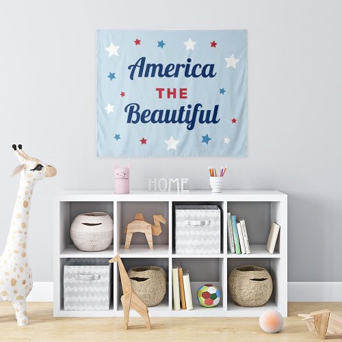 American the Beautiful Blue 4th of July Tapestry