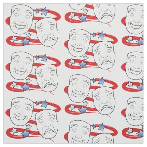 American Theater with Drama Masks Fabric