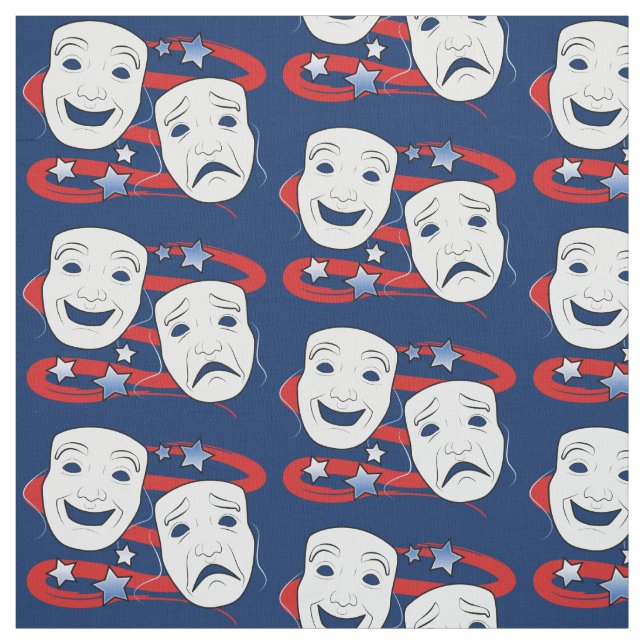 American Theater with Drama Masks Fabric (Swatch)