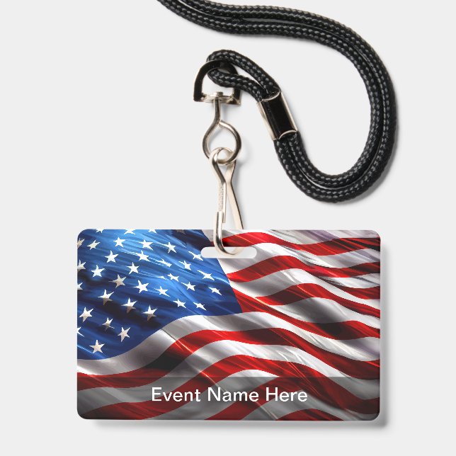 American Theme Budget Event Badges (Back with Lanyard)