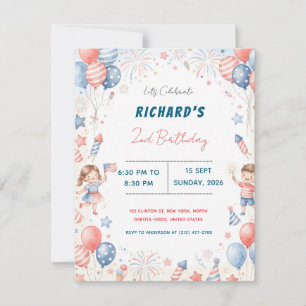 American Theme Kids Party & Family Fun Invitation