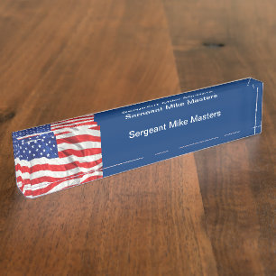 American Theme Monogram Military Desk Name Plate