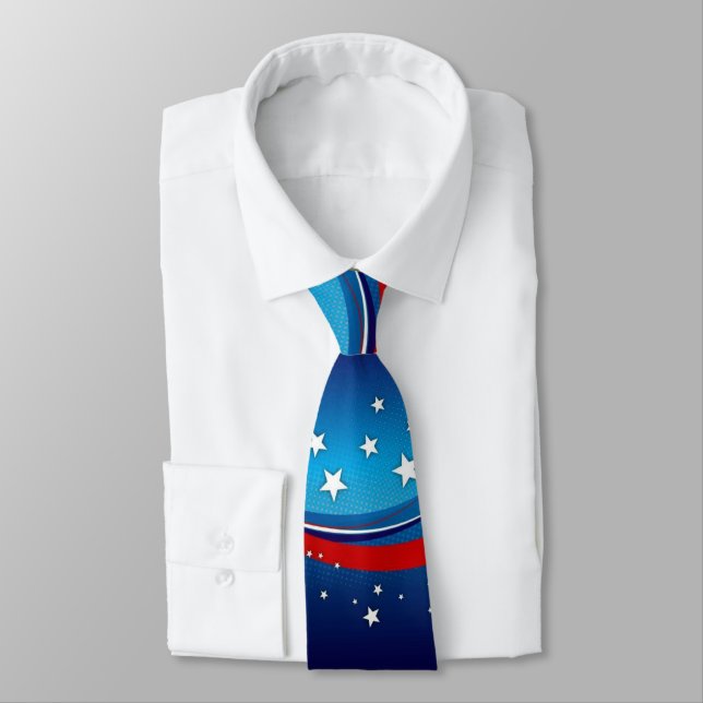 American theme stars & stripes neck tie (Tied)
