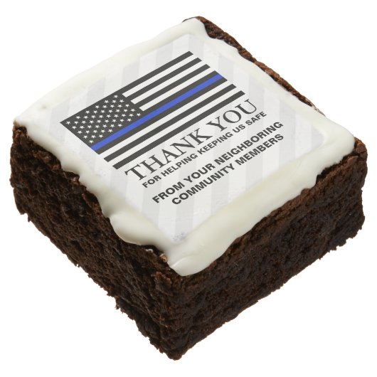 American Thin Blue Line | Custom Thank You Brownie (Angled)