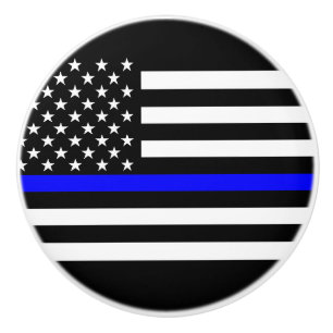 American Thin Blue Line Decor Ceramic Knob