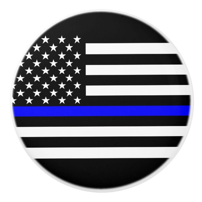 American Thin Blue Line Decor Ceramic Knob (Front)