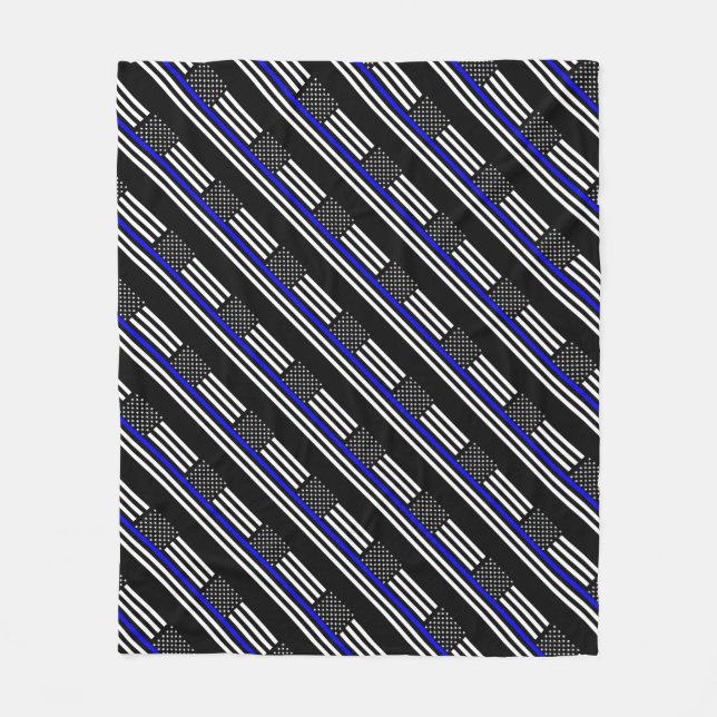 American Thin Blue Line Decor Fleece Blanket (Front)