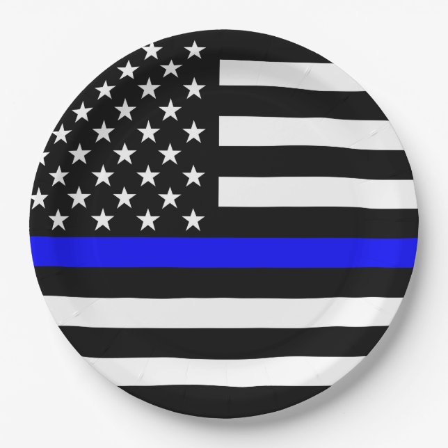 American Thin Blue Line Decor Paper Plates (Front)