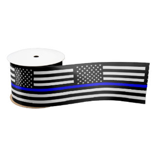 American Thin Blue Line Decor Satin Ribbon
