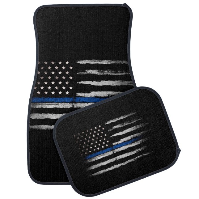 American Thin Blue Line flag Car Floor Mat (Set)