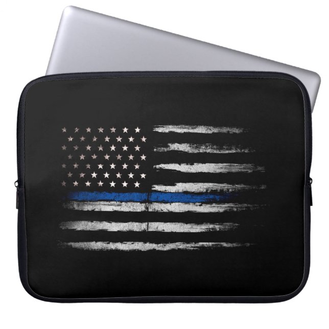 American Thin Blue Line flag Laptop Sleeve (Front)