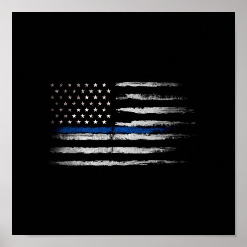 American Thin Blue Line flag Poster