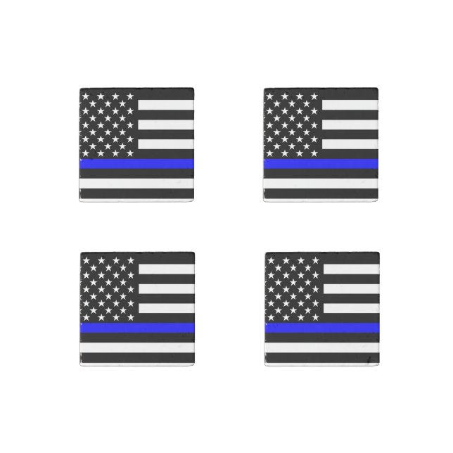 American Thin Blue Line Flag Stone Magnet (Front)