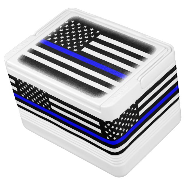 American Thin Blue Line Graphic Cooler (Angled)