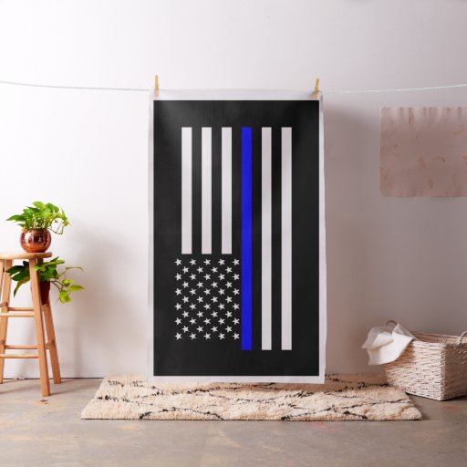 American Thin Blue Line Graphic Decor Fabric