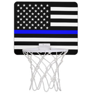 American Thin Blue Line Graphic Decor Mini Basketball Hoop