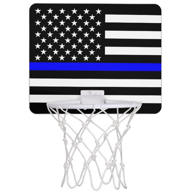 American Thin Blue Line Graphic Decor Mini Basketball Hoop (Front)
