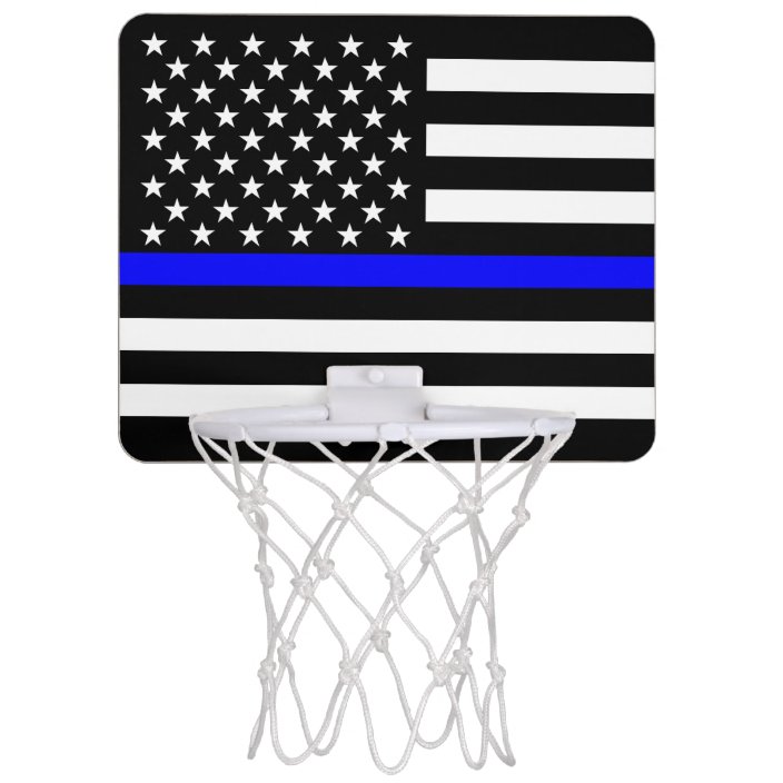 American Thin Blue Line Graphic Decor Mini Basketball Hoop