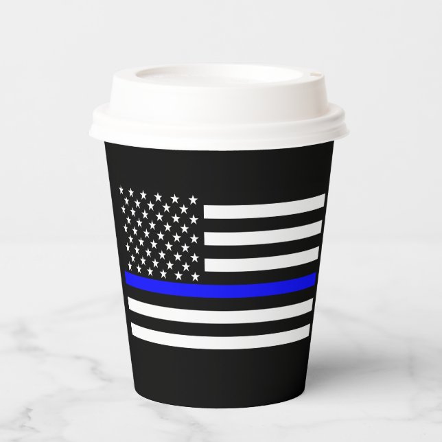 American Thin Blue Line Graphic Decor Paper Cups (Front)