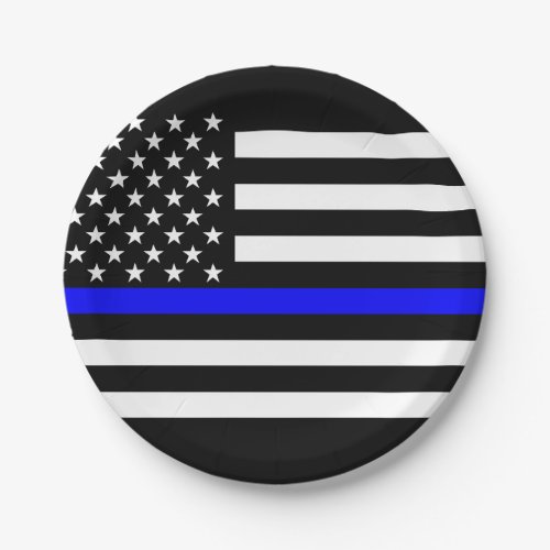 American Thin Blue Line Graphic Decor Paper Plates